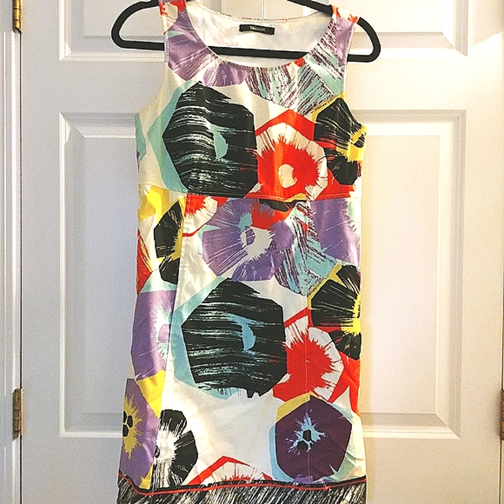 TAHARI Mindy Solstice Orange Floral Lined Sheath Dress Sz 8